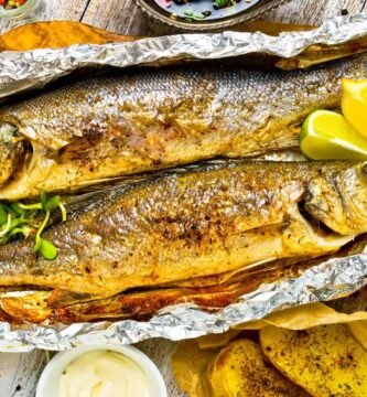 Baked sea bass