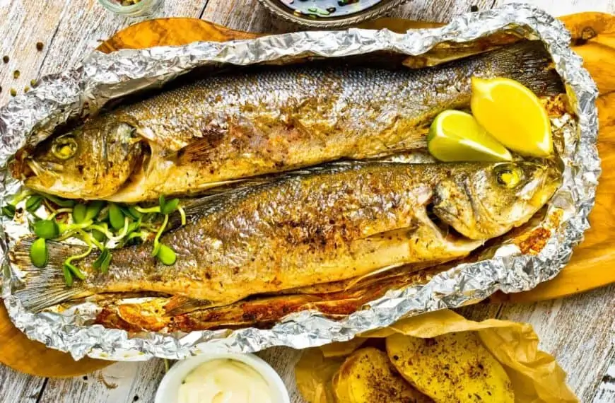 Baked sea bass